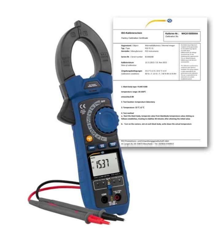 PCE Instruments PCEHVAC6 [PCE-HVAC 6-ICA] 1000A AC/DC Clamp Meter w/ ISO Calibration Certificate